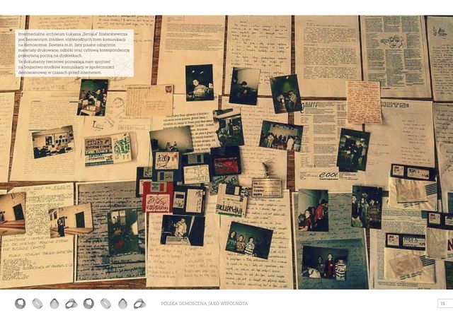 Strona 15 z albumu &ldquo;Polska Demoscena jako wspólnota&rdquo; przedstawiająca archiwum korespondencji Łukasza Zeniala Szałankiewicza.